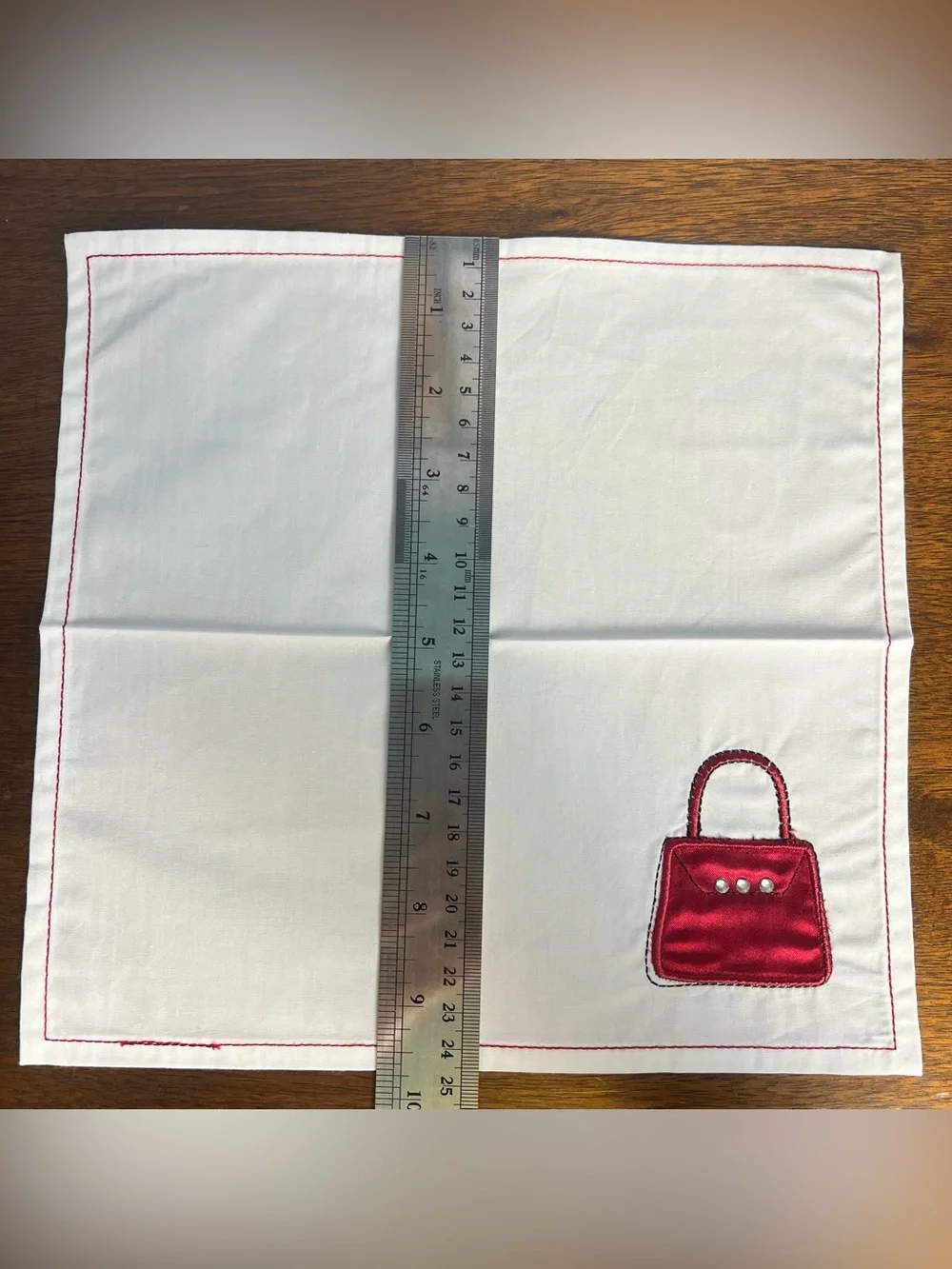 Set Of 4 Embroidered Fashion Motif Cotton Cloth Cocktail Napkins White Black Red